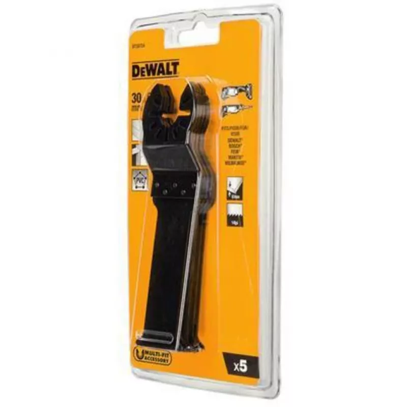 DEWALT DT20724-QZ Hojas de corte sumergible para multiherramientas oscilantes, 67 x 30 mm, HCS, para madera dura, plástico y pladur, 5 unidades