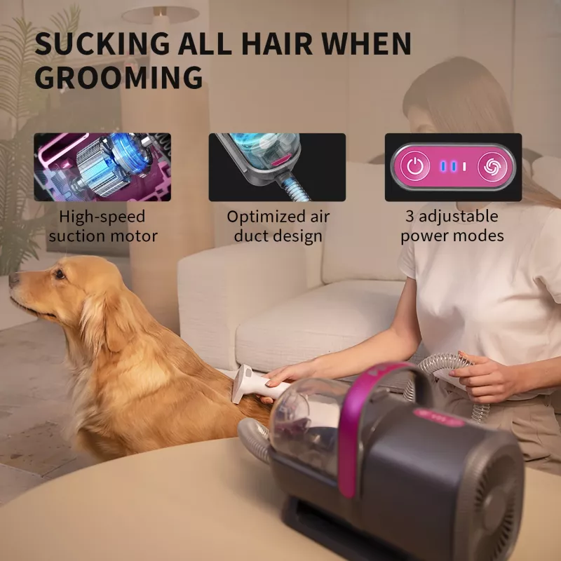 PETKIT AirClipper 5-in-1 LM4 kit de aseo para mascotas con aspirador, gris/blanco