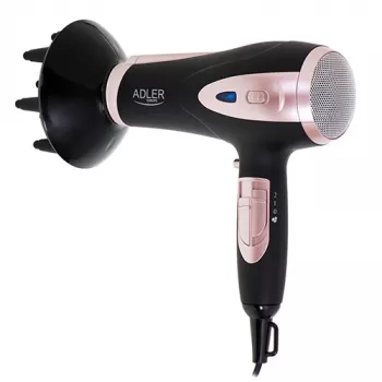 Adler | Secador de pelo | AD 2248b ION | 2200 W | Número de ajustes de temperatura 3 | Función de iones | Boquilla difusora | Negro/rosa