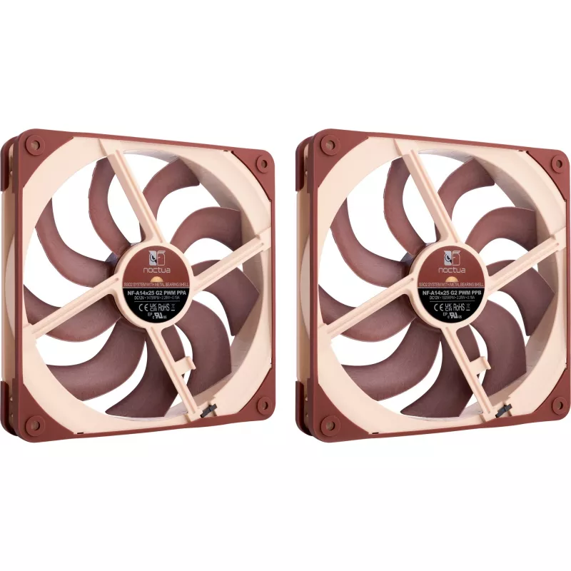 Set de doble ventilador Noctua NF-A14x25 G2 PWM Sx2 PP 140mm