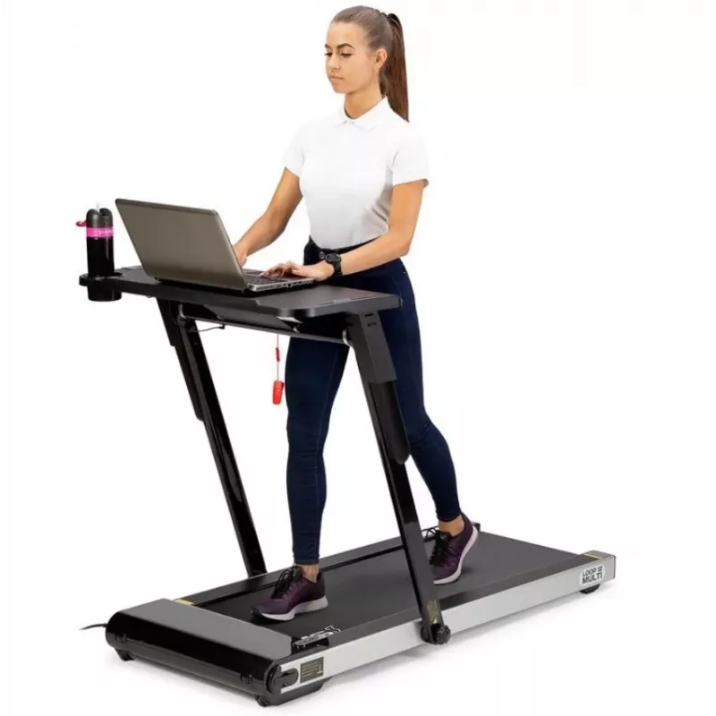 Cinta de correr eléctrica con escritorio HMS LOOP12 MULTI 1-12 km/h, negra