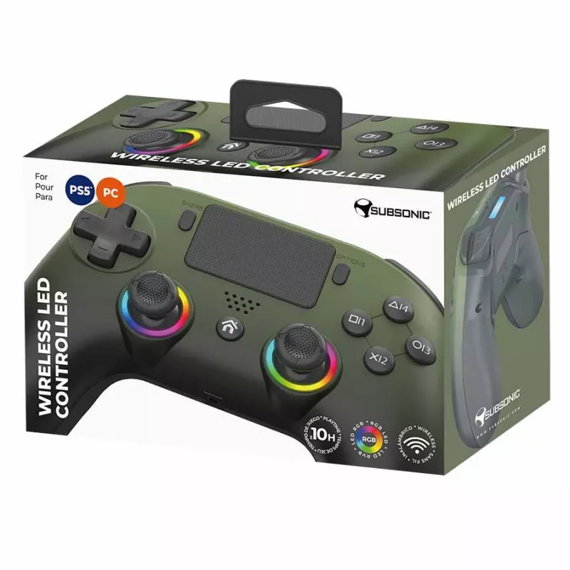 Mando inalámbrico LED Subsonic verde para PS5