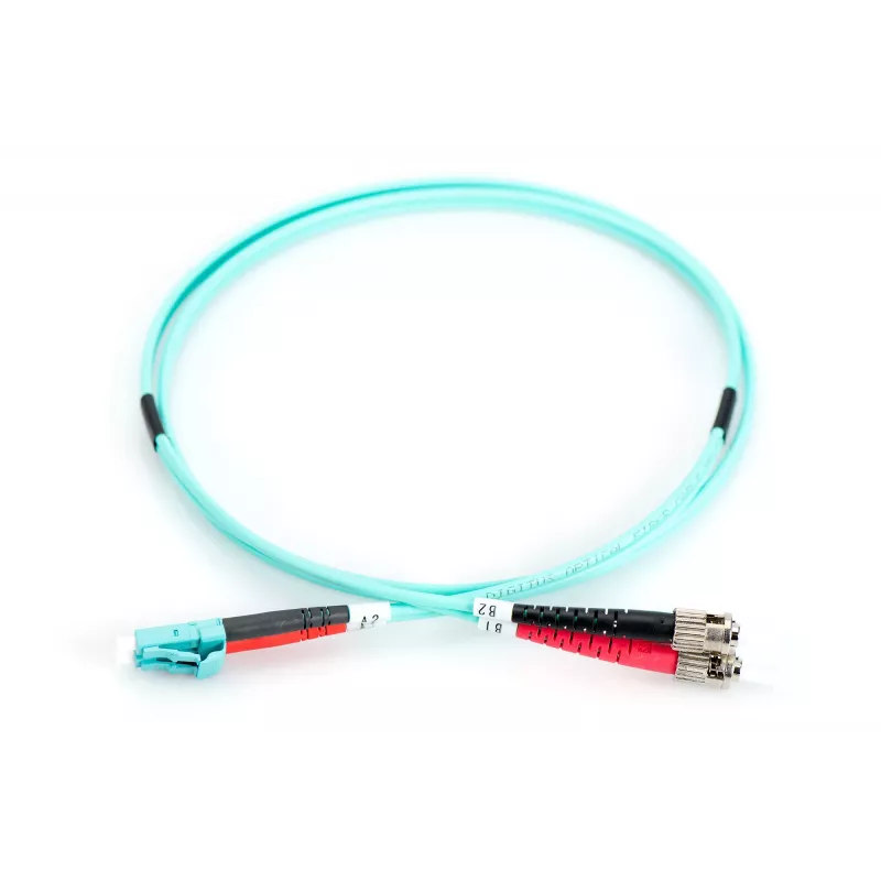 DIGITUS Professional - Cable de red - LC multimodo (M) - ST multimodo (M) - 1,0m - Fibra óptica - 50/125 micrómetros - OM3 - libre de halógenos, con protección antiacodamiento