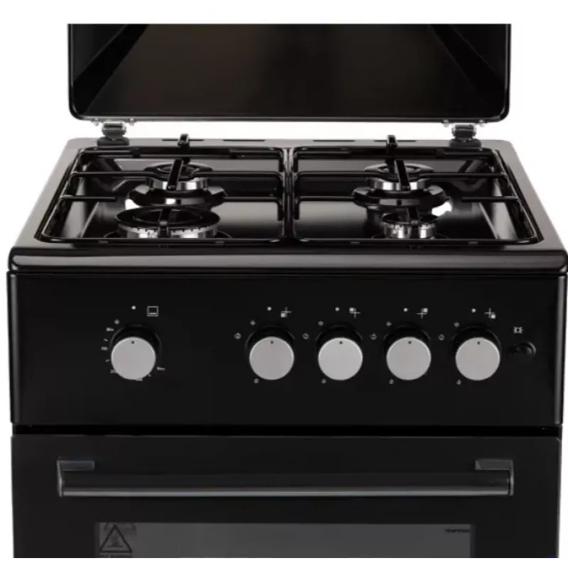 Cocina de gas MPM MPM-56-KGF-21/B — 4 fuegos acero inoxidable, horno 54 l, control por mandos