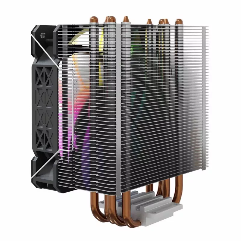 Disipador de CPU por aire SAVIO SAVGCOVORTEXX2ARGB con 4 heatpipes, ventilador ARGB de 120 mm, negro