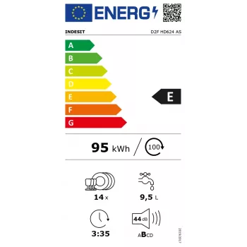 Indesit D2F HD624 AS Lavavajillas independiente 14 cubiertos