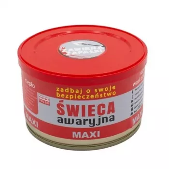Vela de supervivencia de emergencia FULER HASKE Pro MAXI 410 g – cera de soja natural, 72 h de duración, 99 mm × 65 mm, lata de acero