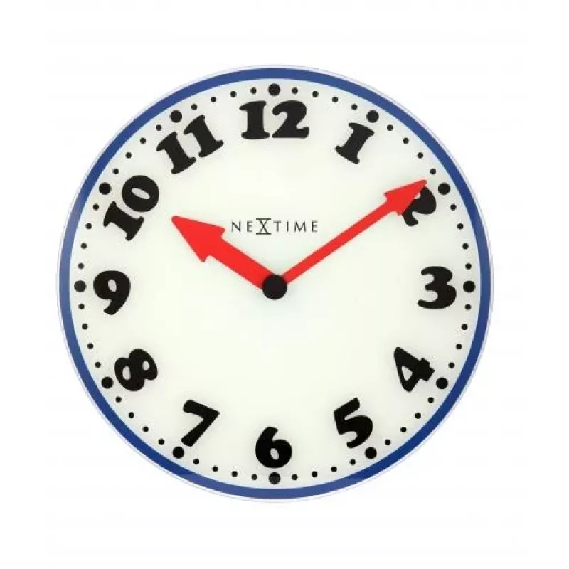 Reloj de pared NeXtime 8151 Boy, Ø43 cm, blanco/azul/negro/rojo