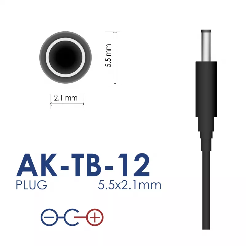 Akyga AK-TB-12 Fuente de alimentación universal, 12 V, 3 A, 36 W, 5,5 x 2,1 mm, 1,4 m