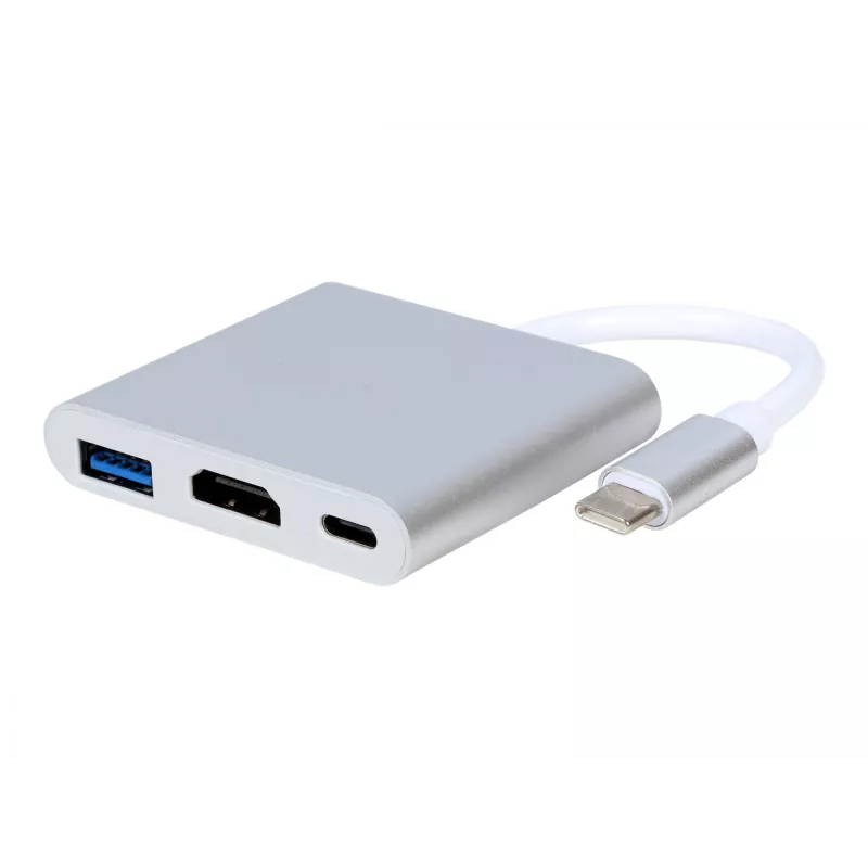 Adaptador gráfico USB GEMBIRD A-CM-HDMIF-02-SV, salida HDMI, hasta 3840×2160, plateado, 58,5×51×11,6 mm