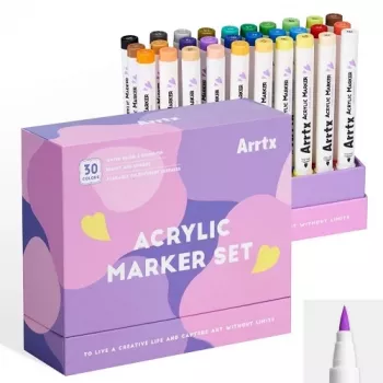 Rotuladores acrílicos Arrtx LC303311 — set de 30 colores, recargables/tinta acrílica opaca, puntas de fina a media