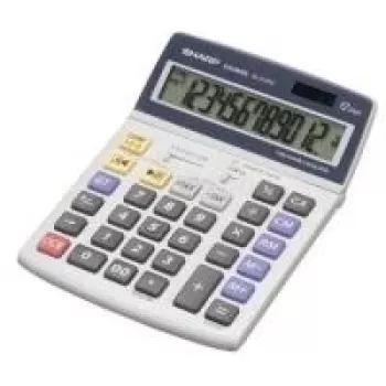 Calculadora Sharp EL2125C de sobremesa financiera negra, azul, gris