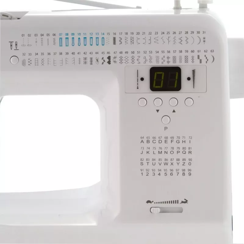 Máquina de coser doméstica mecánica lucznik Malwina 2070 — 63 tipos de puntada, 7 mm de ancho de puntada, 99 programas, ojal automático, brazo libre