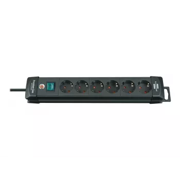Regleta de enchufes Brennenstuhl Premium-Line 6 tomas negra, 3 m Premium-Line 6 tomas negra 3 m H05VV-F 3G1,5, con interruptor (1951160100)