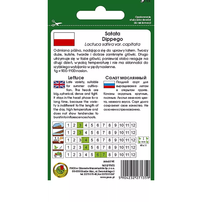 PNOS lechuga mantecosa Dippe semillas, 1 g