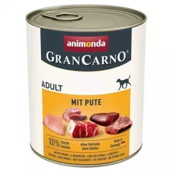 Comida húmeda para perros animonda GranCarno Adult pavo 800 g — lata, sin cereales, sin gluten, 10,5 % proteína, 5 % grasa