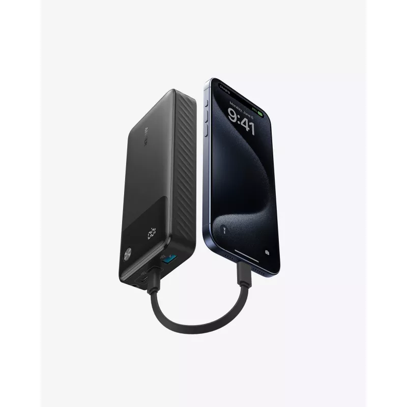 Batería externa con cable USB-C 20000 mAh 30W Negro