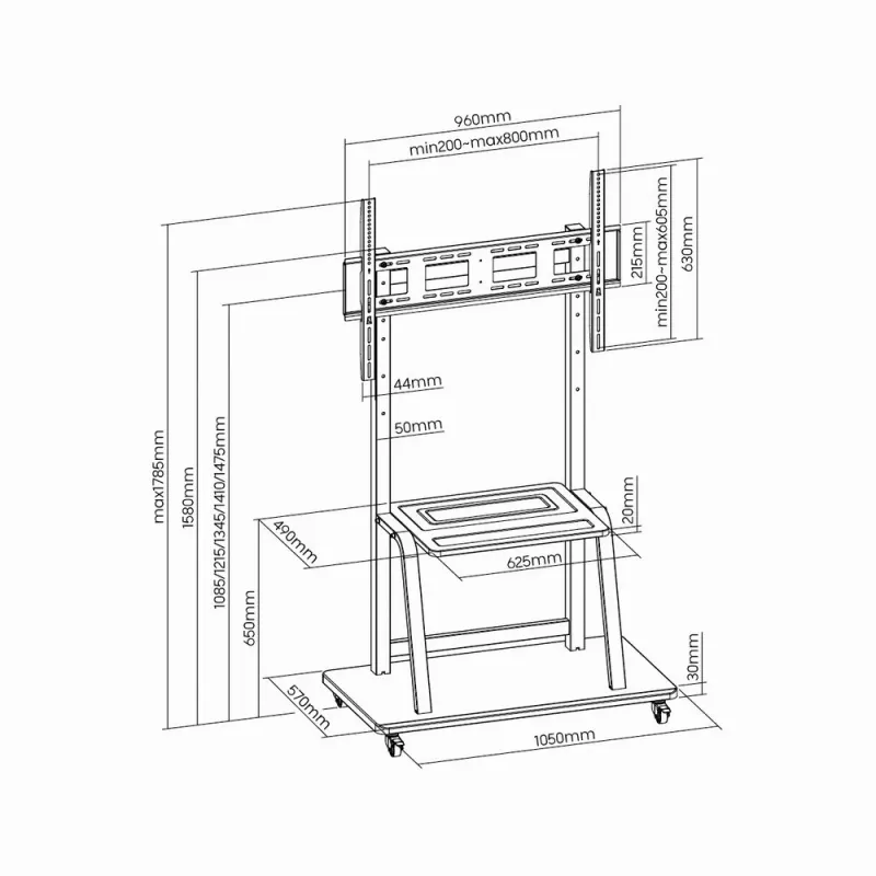 Gembird TVS-100F-01 soporte de suelo para pantallas 2,54 m (100