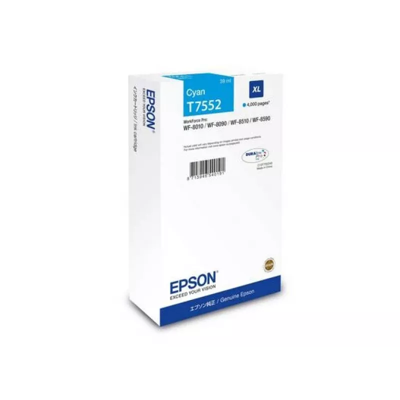 Cartucho de tinta Epson C13T75524N (original, XL alta autonomía) cian para serie WF-8XXX