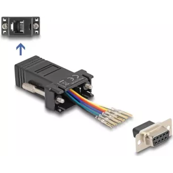 DeLOCK D-Sub 9 hembra a RJ12 hembra kit de montaje negro