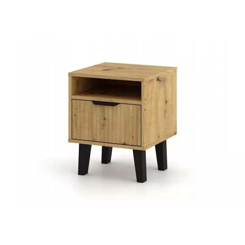 Mesita de noche SCANDI 1S esbelta roble ARTISAN