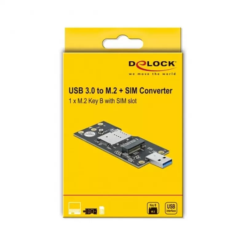 Delock 63166 Convertidor USB 3.0 Type-A a M.2 Key B con ranura SIM