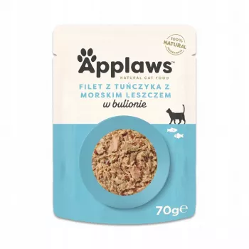 Comida húmeda para gatos Applaws filete de atún con dorada 70 g — adulto, 16 % proteína, 1 % grasa, bolsa sin gluten ni soja