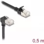 Cable de red DeLOCK RJ45 Cat.6A S/FTP fino 90° 0,5 m negro