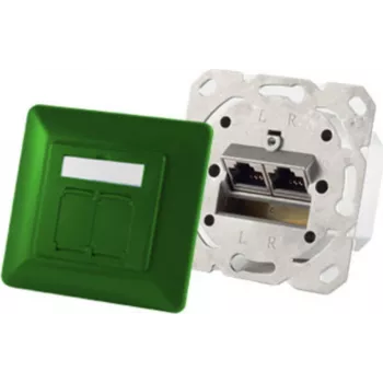 Toma 2 x RJ-45 ShiverPeaks 74280-G, Cat6a, 500 MHz, carcasa de metal, verde