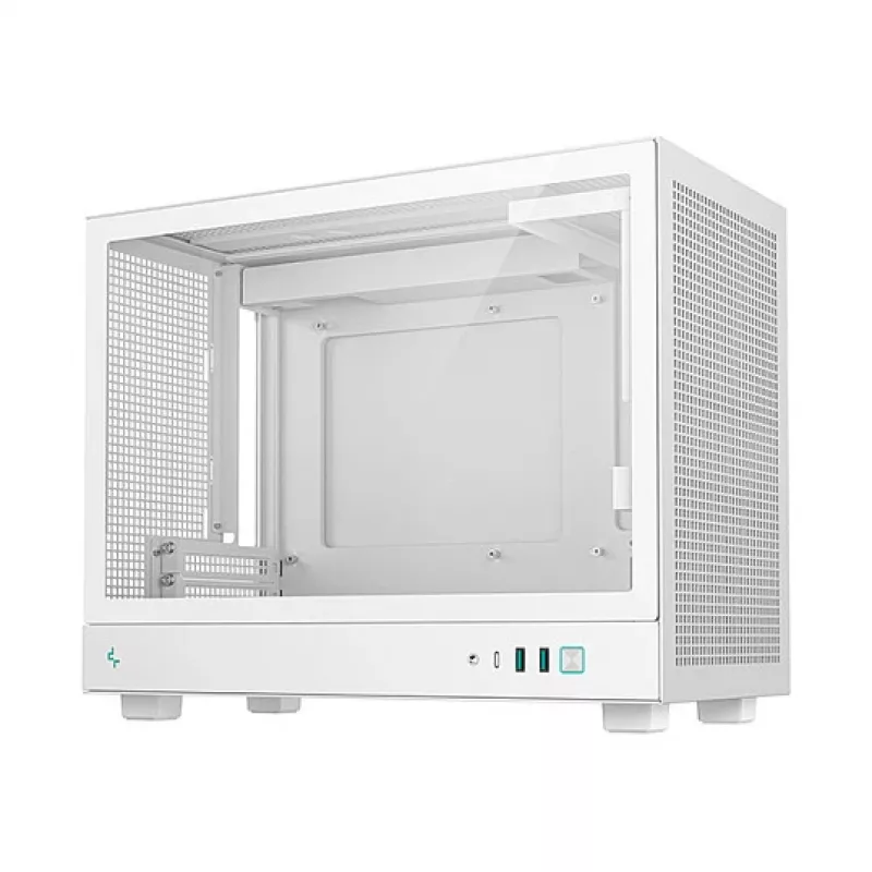 Caja de ordenador DeepCool CH160 PLUS WH Small Form Factor blanca, microATX, cristal templado, USB-C