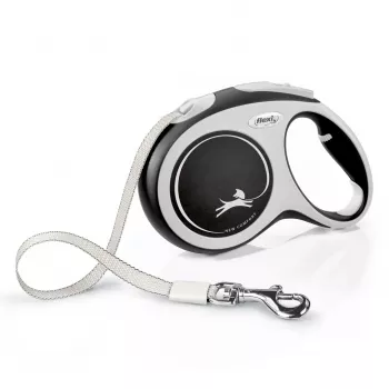Flexi New COMFORT 8 m negra, correa retráctil gris para perro