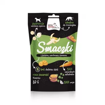 Snacks para perros SYTA MICHA Vege Batata Zanahoria Plátano, snacks de adiestramiento hipoalergénicos, 80 g