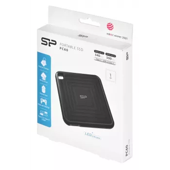 SILICON POWER PC60 - SSD - 1TB - externo (portátil) - USB 3.2 Gen 2 - AES de 256 bits - negro (SP010TBPSDPC60CK)