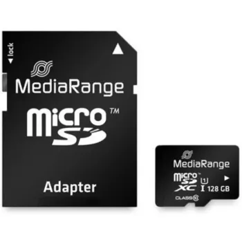 MediaRange MR945 - Tarjeta de memoria flash (microSDXC con adaptador SD) - 128 GB - UHS-I / Class10 - microSDXC - negro (MR945)