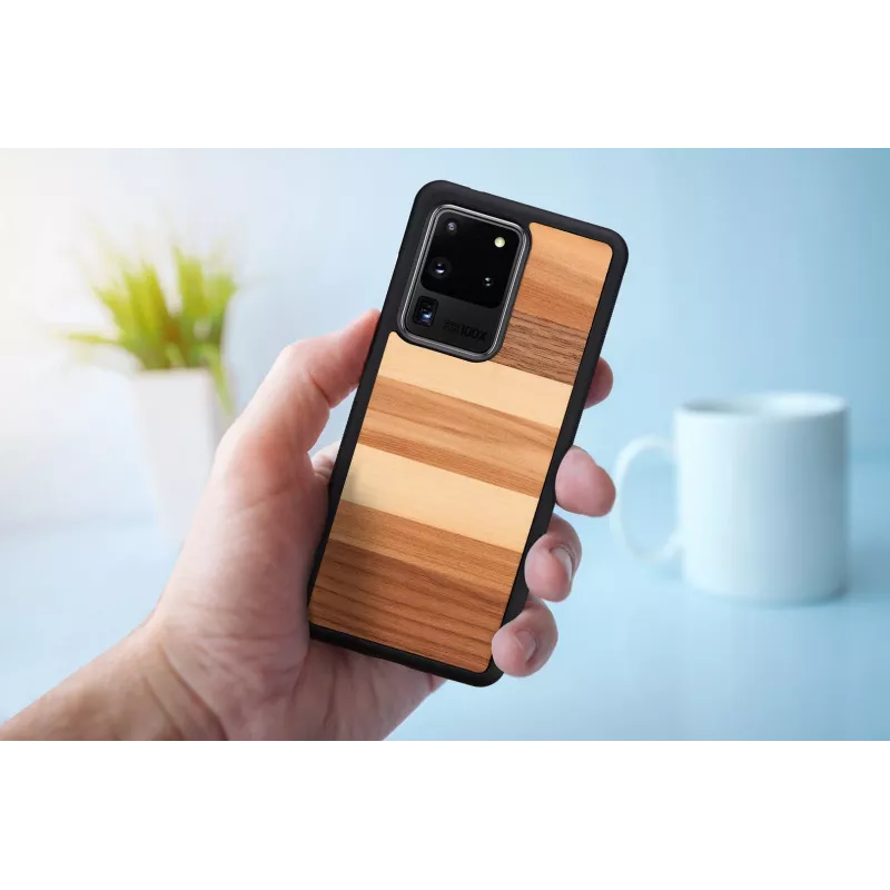 Funda protectora man and wood Galaxy S20 Ultra — acabado madera negra