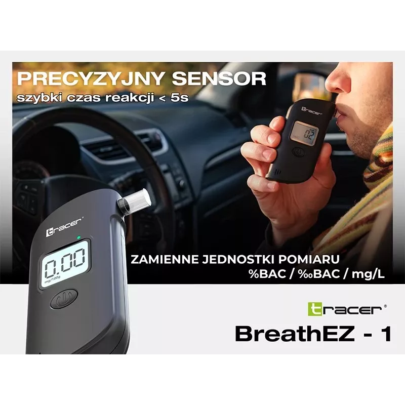 Alcoholímetro semiconductor Tracer BreathEZ-1, negro