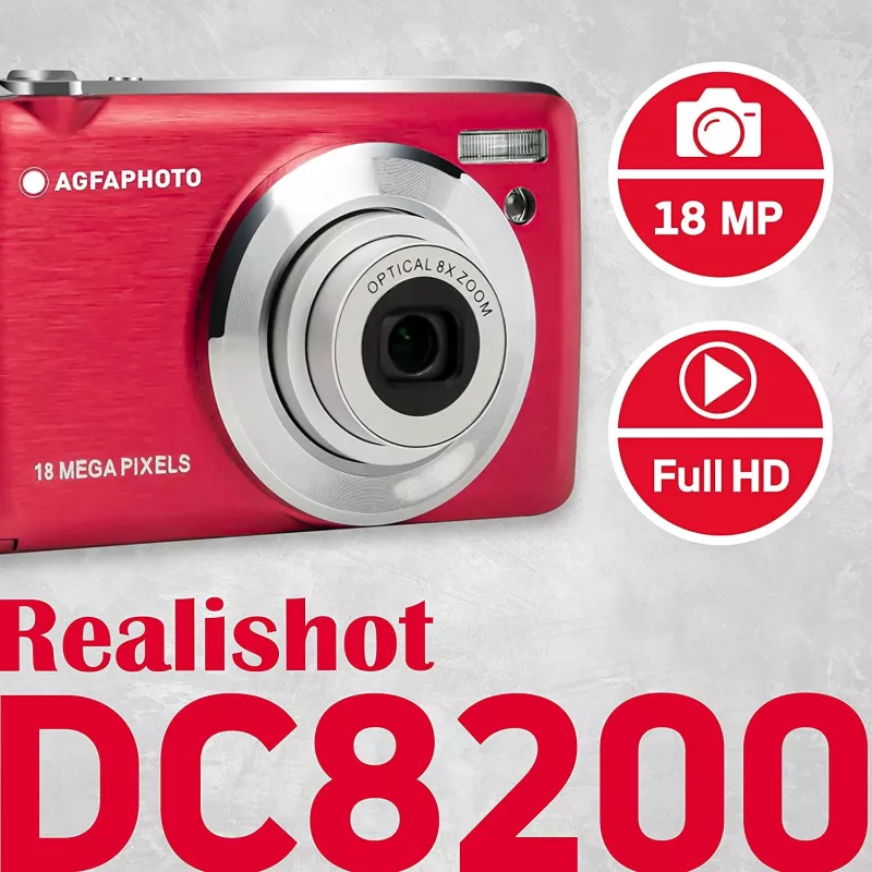 Cámara compacta AgfaPhoto Compact Realishot DC8200 1/3.2 18 MP CMOS 4896 x 3672 píxeles roja (DC8200RD)