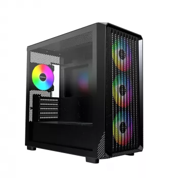 Montech X5M (B) caja de PC Micro Tower – Micro-ATX/Mini-ITX, 3x120mm frontal, 1x120mm trasero, compatible con fuentes ATX, 2x3,5 pulgadas + 4x2,5 pulgadas, negra