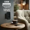Regleta de enchufes MACLEAN MCE248 F/B — 3 tomas AC (1x16A, 2x6A) y 4 puertos USB (2xUSB‑A, 2xUSB‑C PD 20W), conector EU, negro