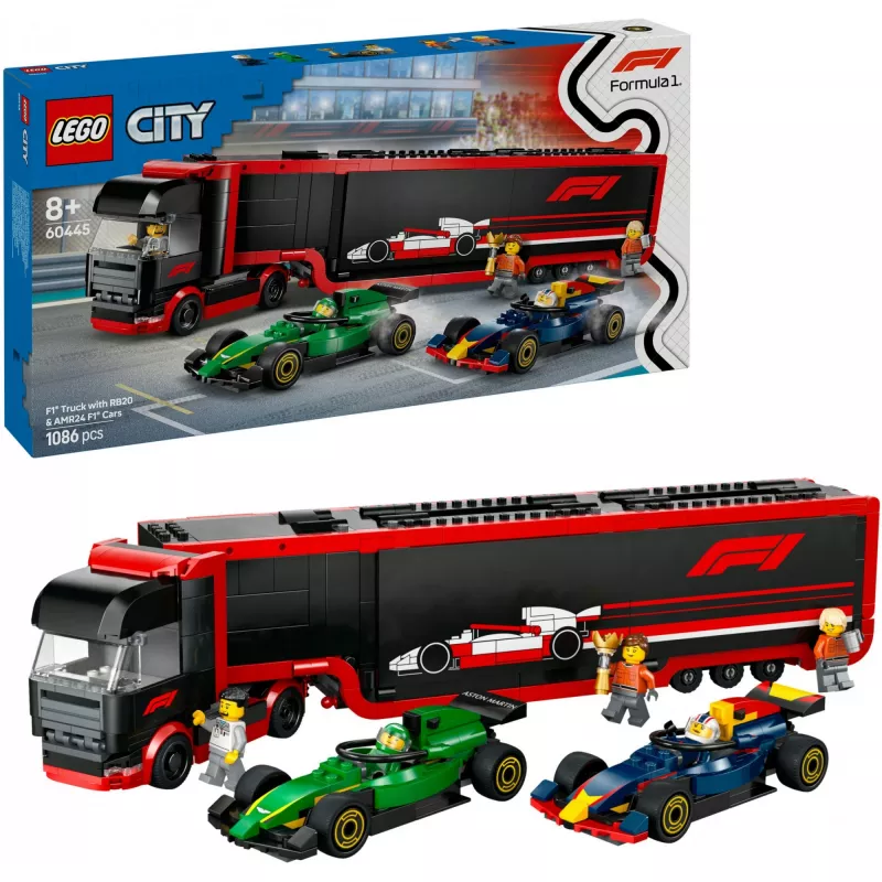 LEGO CITY 60445 F1 - Camión con coches de F1 RB20 y AMR24