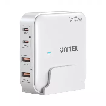 Cargador de sobremesa Unitek P1228AWH01-EU 70W 2×USB-A 2×USB-C