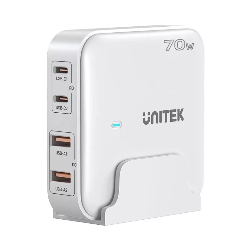 Cargador de sobremesa Unitek P1228AWH01-EU 70W 2×USB-A 2×USB-C