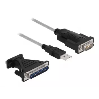 Adaptador DeLOCK USB 2.0 Type-A a serie RS-232 D-Sub 9 + D-Sub 25