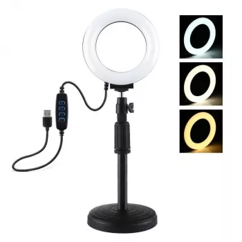 Lámpara LED anular Puluz con trípode ajustable PU391