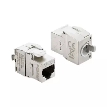 Delock 90990 Módulo Keystone RJ45 a LSA Cat.6A, sin herramientas, metal blindado, plata/blanco