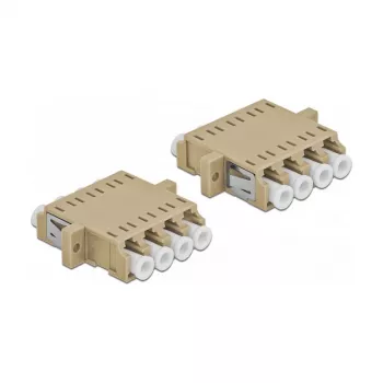 Adaptador de fibra óptica DELOCK LC hembra a LC hembra, beige, pack de 2