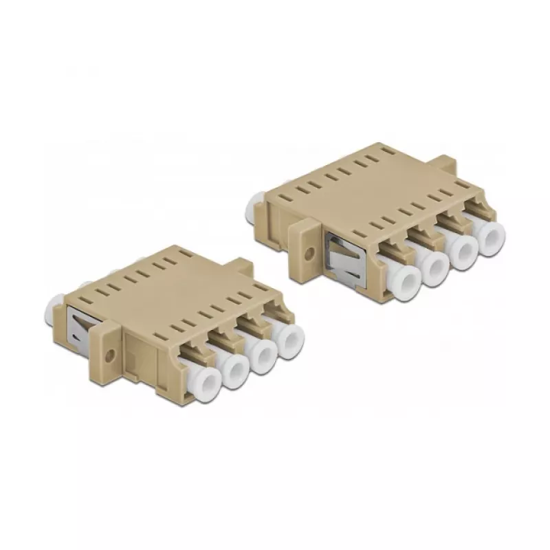Adaptador de fibra óptica DELOCK LC hembra a LC hembra, beige, pack de 2