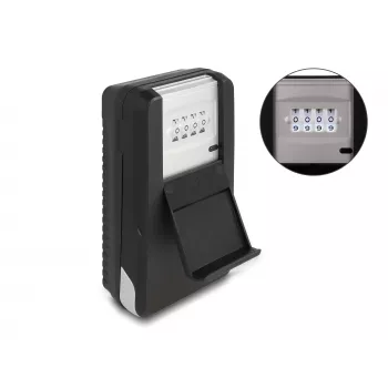 Caja de llaves DELOCK 20932 organizador de llaves de aluminio y plástico con candado de combinación, negro