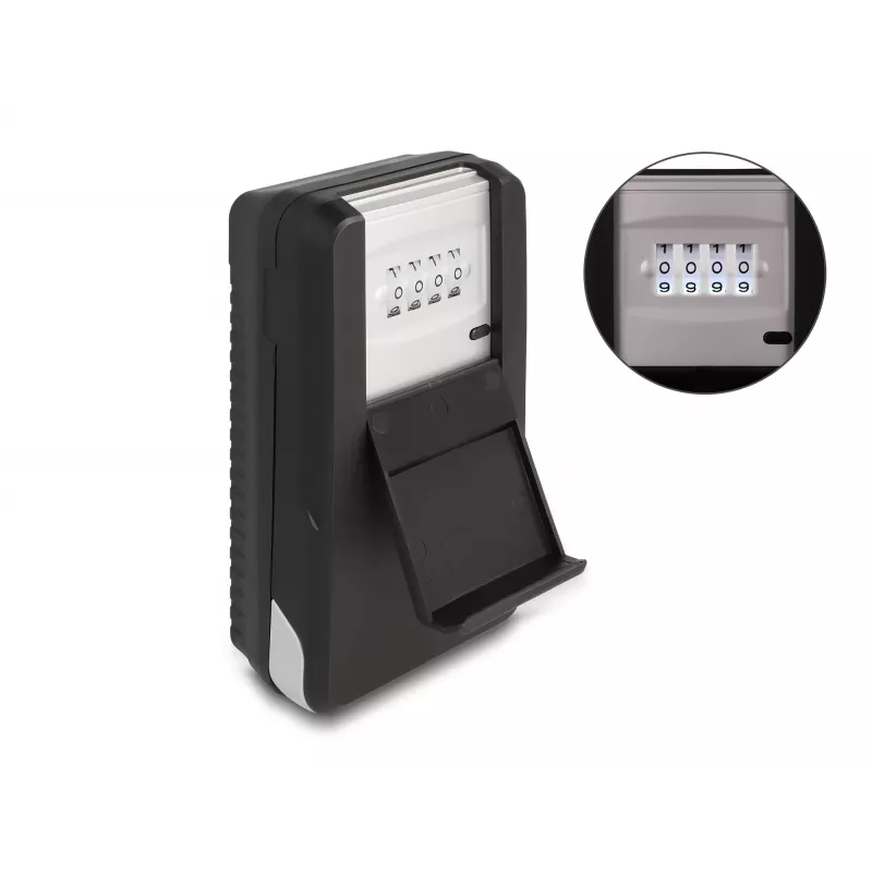 Caja de llaves DELOCK 20932 organizador de llaves de aluminio y plástico con candado de combinación, negro