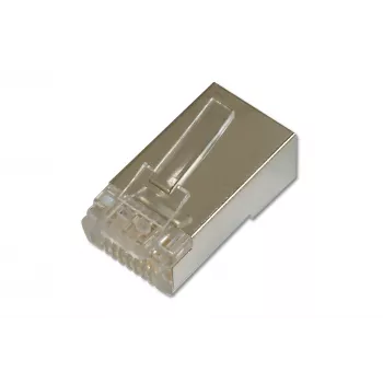Conector macho RJ-45 modular para cable redondo apantallado, DIGITUS DN-MO-8-8-SRS, transparente, 100 uds.